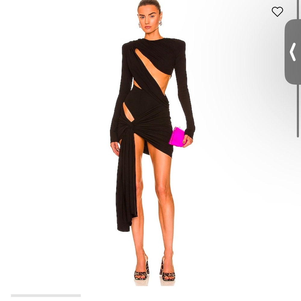 The Attico Black Asymmetrical Long Sleeve Bodycon Dress